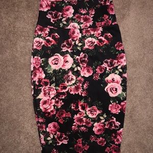 High waist floral skirt